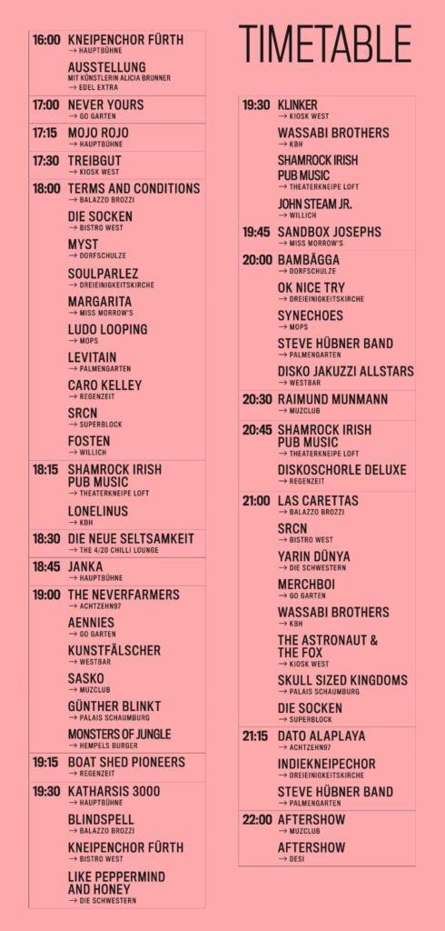 Timetable für Bierchen und Bühnchen 2026